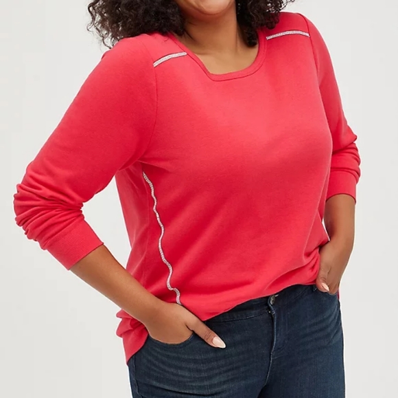 Torrid Magenta Rhinestones Bling Sparkly Fleece Sweatshirt Sweater 3X 22…